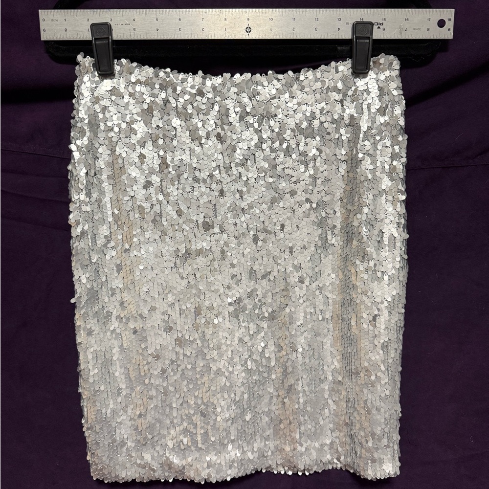 Karen Kane Silver Sequin Pencil Skirt